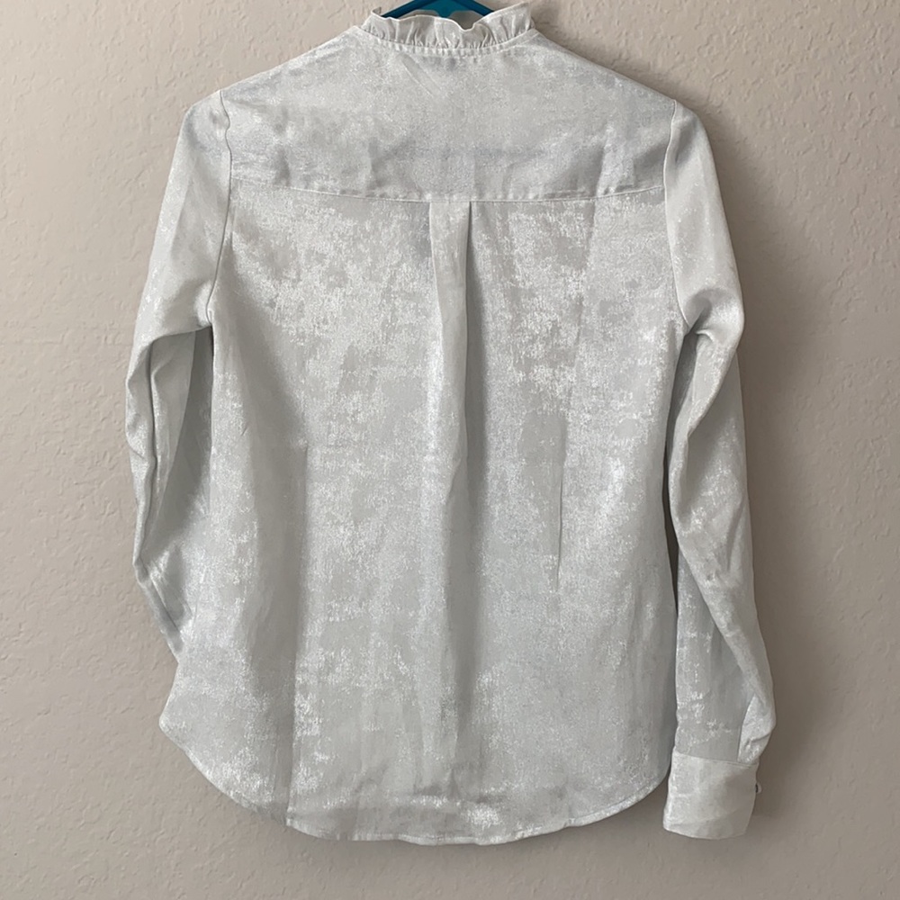 Express Silver Button Down Long Sleeve Blouse Siz… - image 4